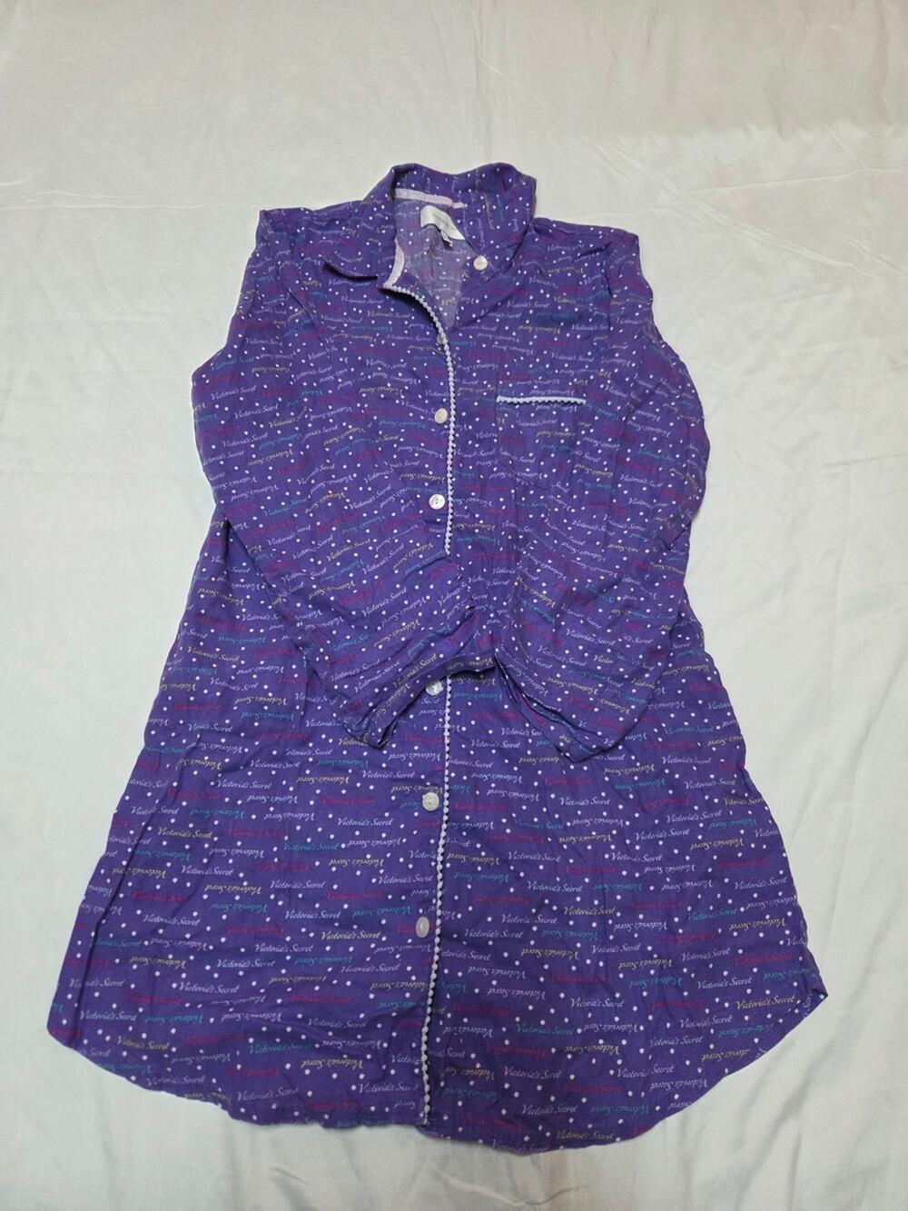 Victoria's Secret Purple Button-Front Long Sleeve Dress